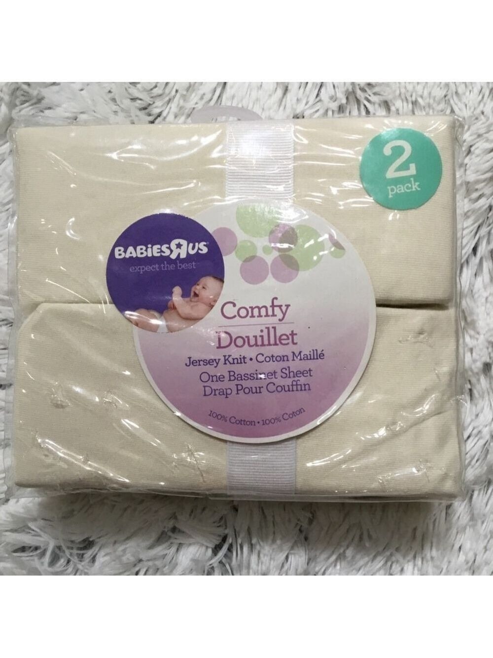 Babies R Us Comfy Douillet Jersey knit 2 pack bassinet sheets NWT